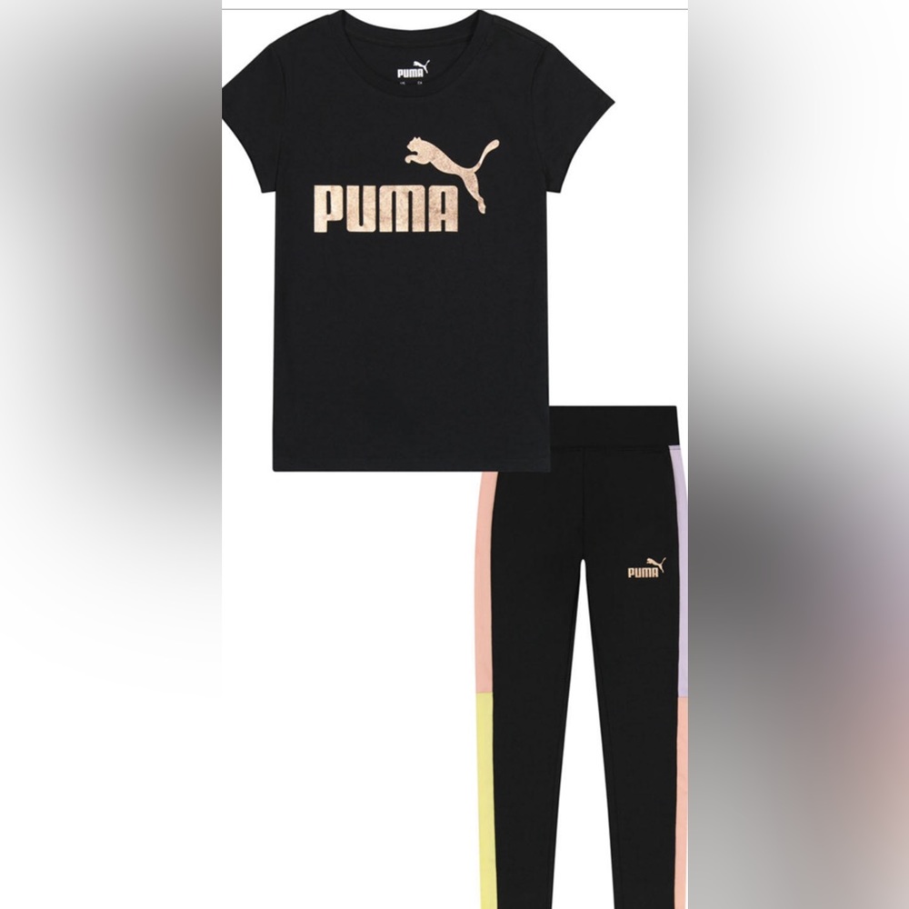NWT PUMA Girl’s 2 Piece Set Top and Leggings Color: Black Size:S